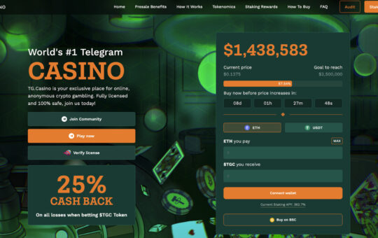 Telegram Crypto Gambling Is The Next Big Thing And New Rollbit Rival TG.Casino Has Raised $1.4M In Presale