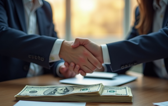 Illustration of Business People Closing a Deal