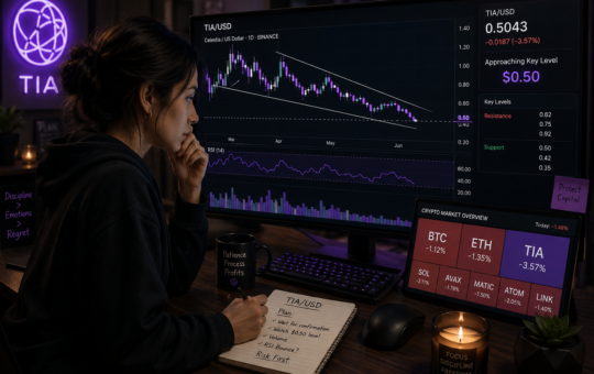 A trader analyzing the TIA/USD bullish structure