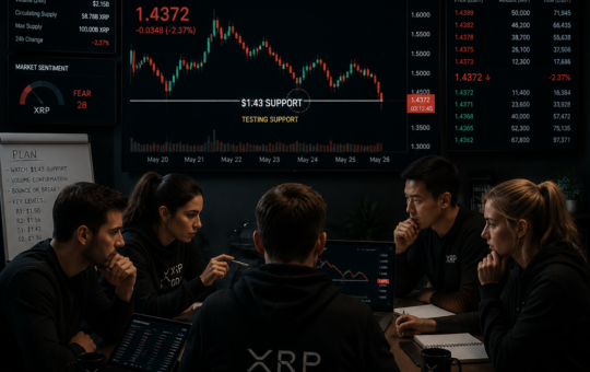 Traders observing as XRP declines towards $1.43